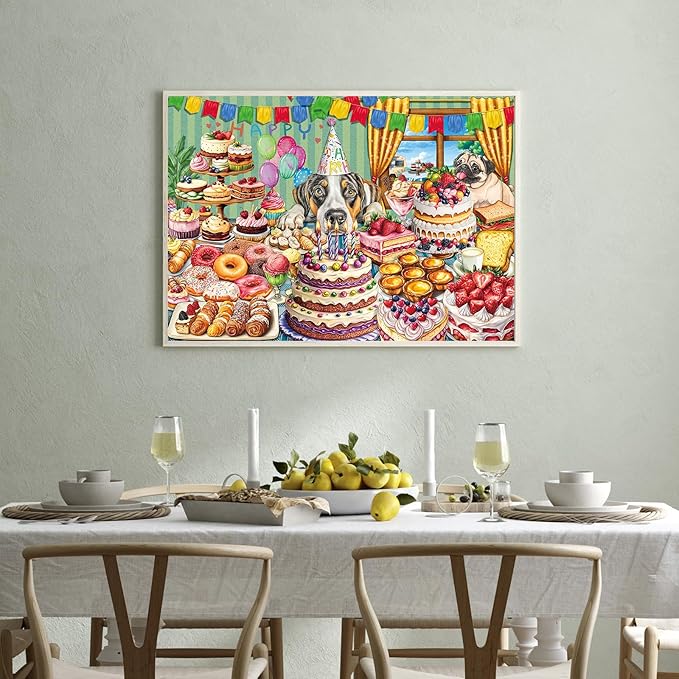 Dog Desserts Jigsaw Puzzles for Adults 1000 Pieces, Interlock Perfectly Letter on Back No Dust, Home Decor Birthday Party Puzzle, 1:1 Poster Jigsaw Puzzles for Adults