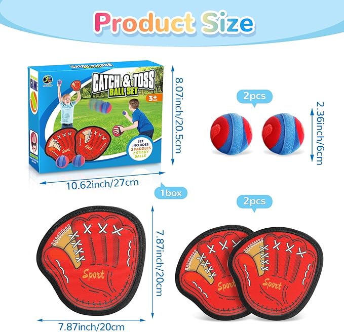 DISHIO Toss and Catch Ball Game Outdoor, Yard Games Beach Toys Pool Toddler Baseball Glove & Catch Ball Toys