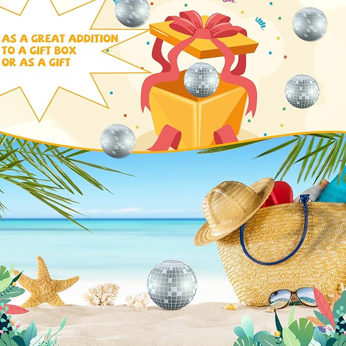 12 Pcs Inflatable Beach Ball Disco Theme Party Decoration Inflatable Disco Ball for Summer Pool Indoor Outdoor Beach Sports Theme Decor Gift