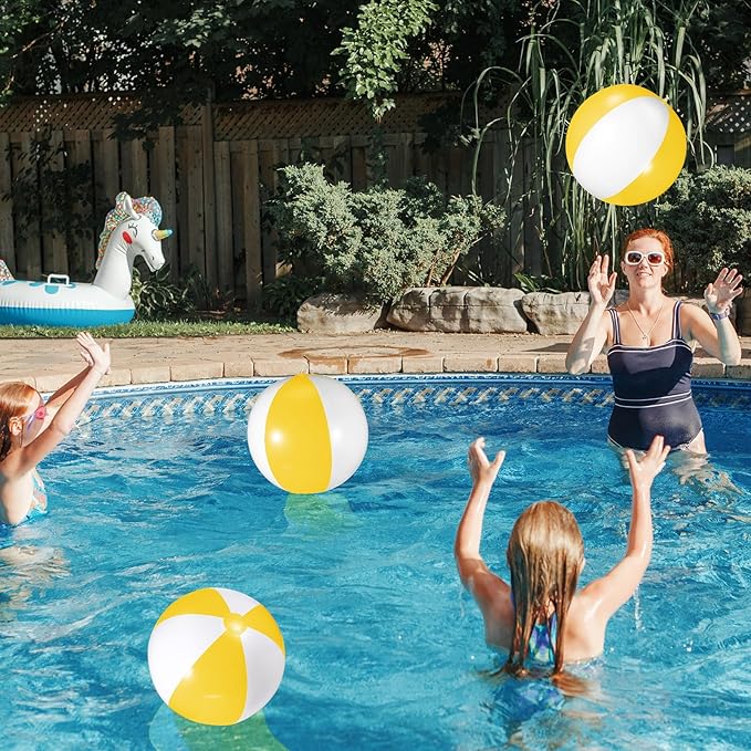 12 Pcs 16'' Beach Ball PVC Inflatable Ball Bulk Blow up Pool Balls for Swimming Pool Summer Hawaiian Tropical Theme Party Favors Decorations Favors Supplies