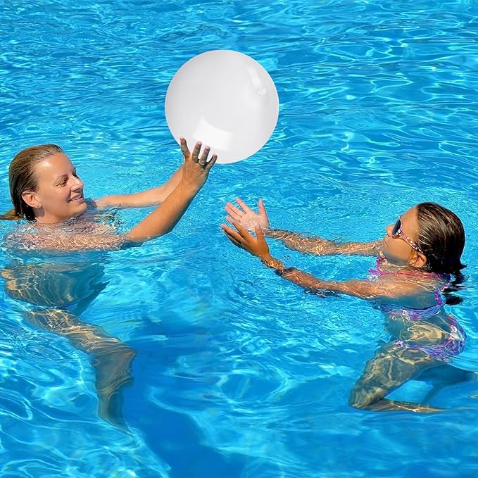 20 Pack White Beach Ball - 12Inch Blow Up Beach Ball Party Supplies for Kids, Inflatable Floating Balls for Summer Pool Parties, Outdoor Activities & Birthday Decorations (White)