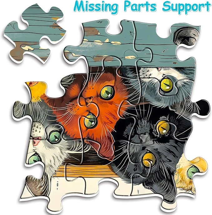Cat Puzzles for Adults 1000 Pieces, Colorful Cats Jigsaw Puzzles, Challenging Animal Cute Kitten Puzzle as Home Wall Art