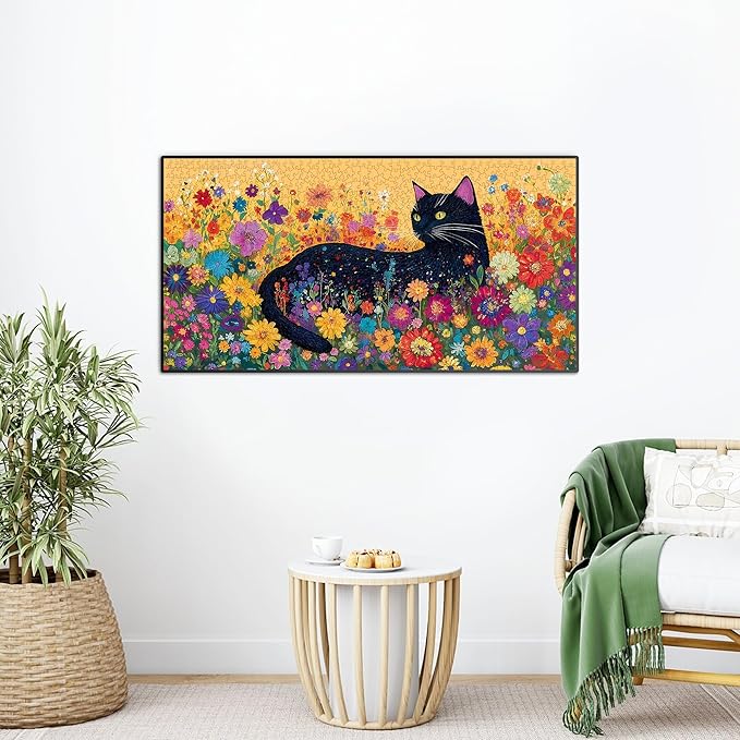 Bimkole Blooming Cat Puzzles for Adults 1000 Pieces, Flower Paper Jigsaw Puzzle 1000 Pieces - Fun and Challenging Family Decoration Puzzle Great Gift Idea, Finished Size is 31.5 x 16.14 in