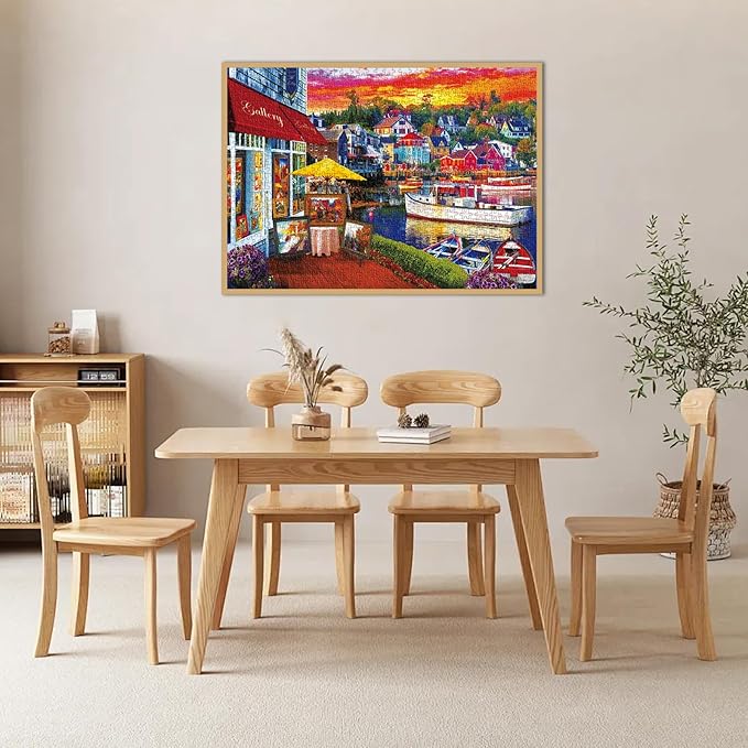 Puzzle for Adults 1000 Pieces,Sunset Harbor Ton Puzzle, Challening Impossible Difficult Hard Fun 1000 Pieces Jigsaw Puzzles for Adults