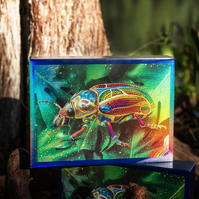 Unique Jigsaw Puzzles 1000 Pieces for Adults, Laser Rainbow Reflection Unique Puzzles, Cool Puzzles for Adult in Game Night, Beetle Theme, Unique Gifts for Puzzle Lovers