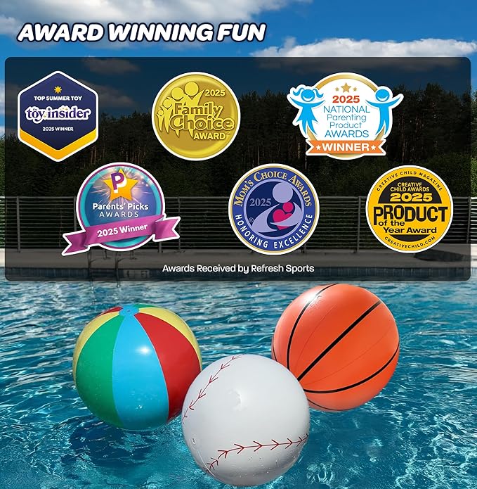 Large Beach Ball - New 8-Panel Design for Enhanced Durability and Ultra Round Shape - Best Big Beach Ball For Kids & Adults - 3X Thickness Material to Withstand Rough Play - Top Pool Party Hit of 2025