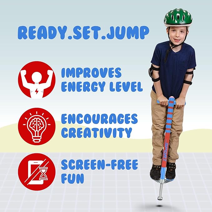New Bounce Pogo Stick for Kids - Pogo Sticks, 40 to 80 Lbs - Sport Edition, Quality, Easy Grip, PogoStick for Hours of Wholesome Fun