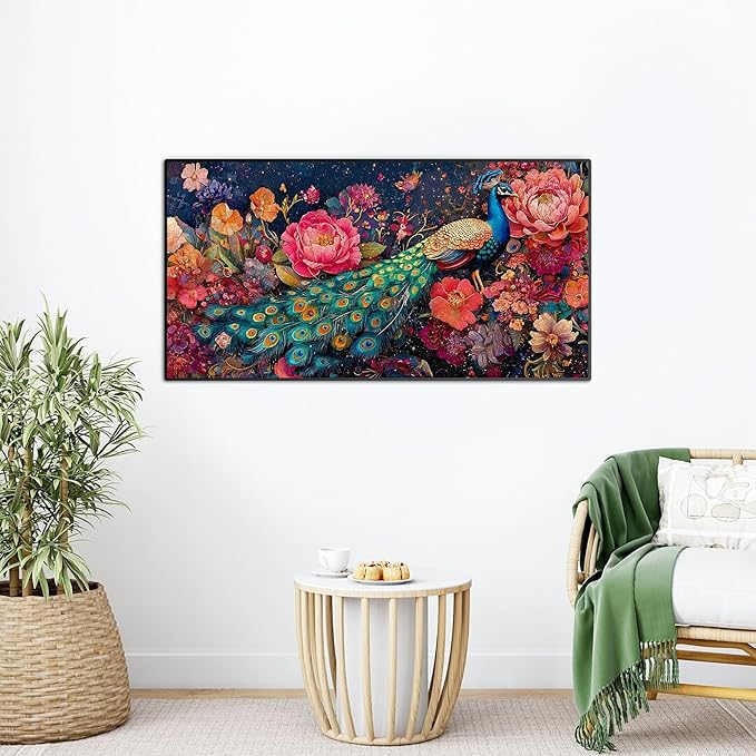 Bimkole Peacock Puzzles for Adults 1000 Pieces, Flower Paper Jigsaw Puzzle 1000 Pieces - Fun and Challenging Family Decoration Puzzle Great Gift Idea, Finished Size is 31.5 x 16.14 in