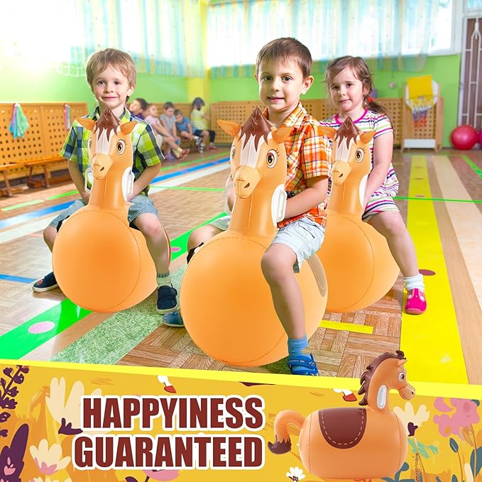 Hiboom 2 Pcs Giant Inflatable Hopping Toys 51 Inch Bouncer Animal Toys Ride on Animal Bouncy on Hopping for Birthday Party Gifts Supplies(Horse)