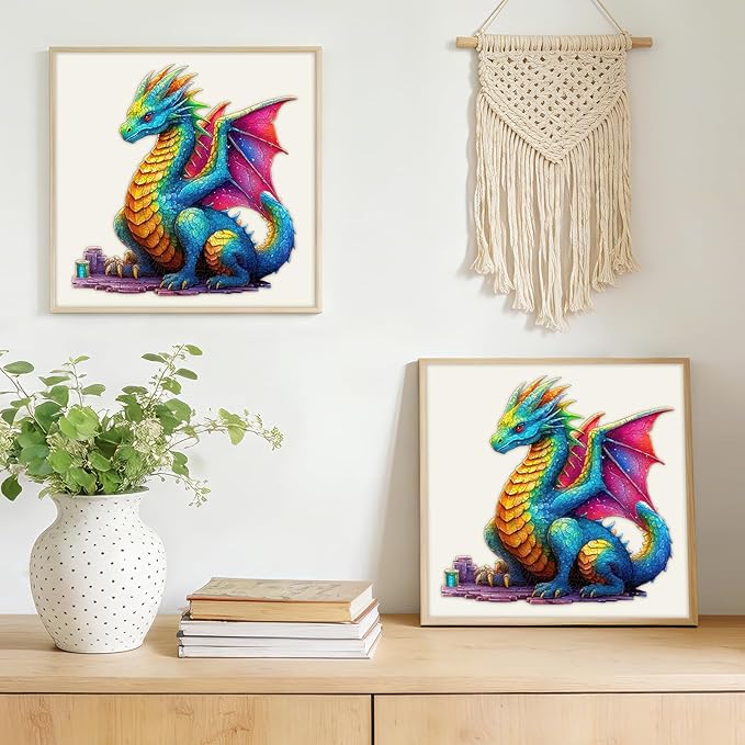 210 PCS Wooden Jigsaw Puzzle for Adults – Colorful Dragon Shape Puzzles, Unique Animal Shape Wooden Puzzle, Challenging Brain Teaser Gift for Adults, Art Puzzles Gifts for Friends Family (Dragon)