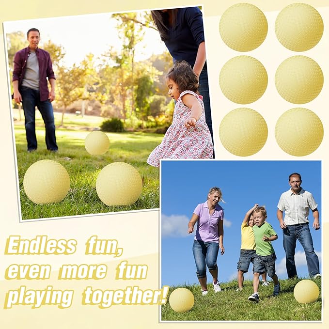 6 Pcs Macaron Playground Balls 8. 5 Inch Pastel Color Rubber Bouncy Balls for Kids Inflatable Colored Dodgeball Kickball Handball for School Backyard Beach Indoor Outdoor Games (Yellow)