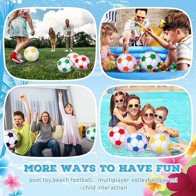 Chivao Inflatable Soccer Beach Balls 16 Inch Beach Balls Bulk Soccer Party Favors Summer Swimming Pool Games for Sports Outdoor Activity Party Decoration Supplies