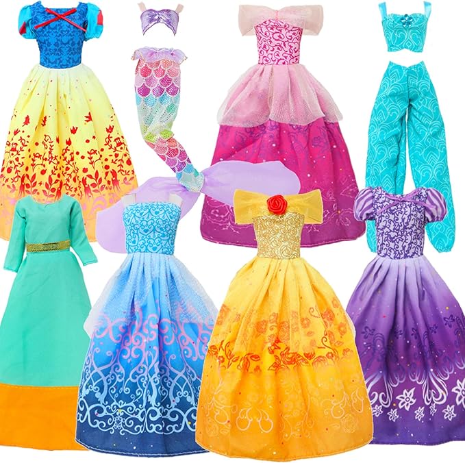 8 Sets Different Princess Costume Dresses for 11.5 inch Girl Doll Clothes Accessories