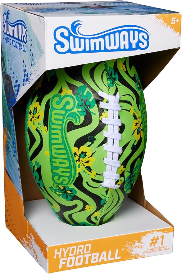 Swimways Hydro Waterproof Football, Outdoor Games for Adults and Kids, Swimming Pool Accessories and Pool Party Games,9.25 Inches, Green