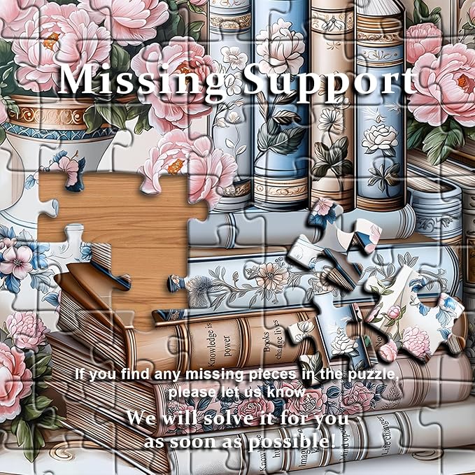 Wildflower Puzzles for Adults 1000 Pieces, PICKFORU Vintage Books Plant Art Wildflower Pages, Retro Aesthetic Floral Challenge Jigsaw Puzzle for Adults