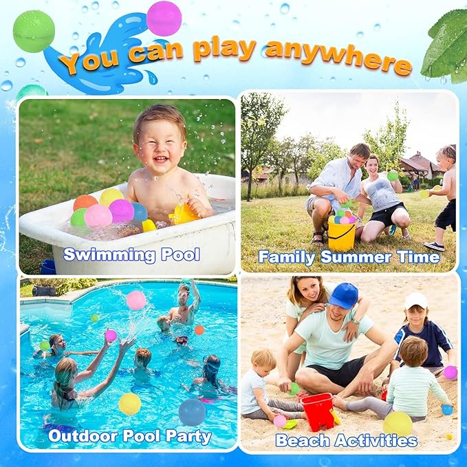98K Reusable Water Balloons 18 Pcs with Mesh Bag, Pool Beach water Toys for Boys and Girls, Outdoor Summer Toys for Kids Ages 3-12