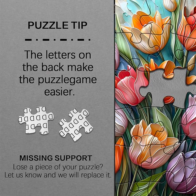 Tulips Flower Puzzles for Adults 1000 Pieces, Unique Floral Puzzle Art, Hard Plant Puzzle, Colorful Tulip Challenging Jigsaw Puzzles for Adults