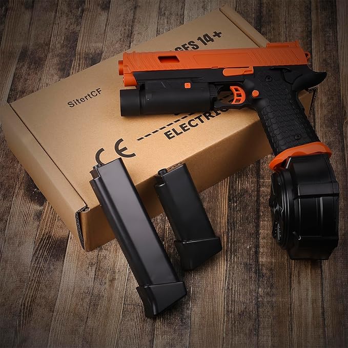 Electric Gel Toys New X5, Full Auto Splat-Blaster Includes Drum and Goggles for Outdoor Team Game, X2 Upgrade Version for Ages 14+,Orange