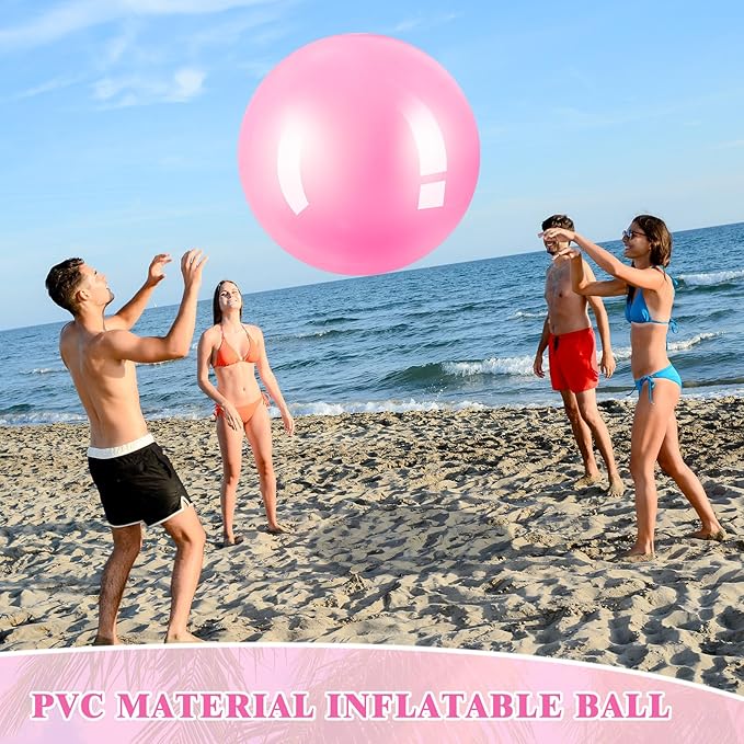 Jenaai 2 Pcs 30 Inch Large Bouncy Balls Giant Inflatable Rubber Kickballs Big Outdoor Exercise Jumping Hopping Ball for Outdoor Activity Sports Party Decor(Pink, Green)