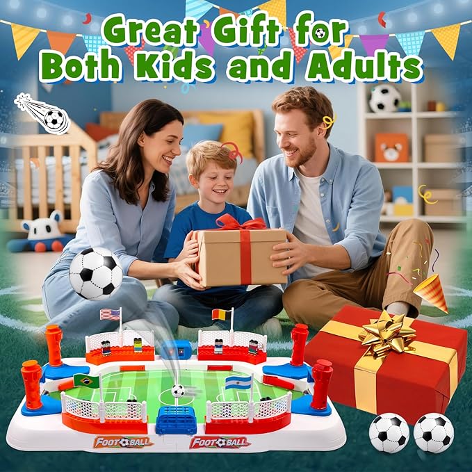 Soccer Board Game for Kids: Mini Foosball Table Game with Figures- Interactive Soccer Gifts Toys for 3 4 5 6 7 8-12 Year Old Boys Indoor Family Party,Perfect Christmas Birthday Gifts for Kids Age 4-10