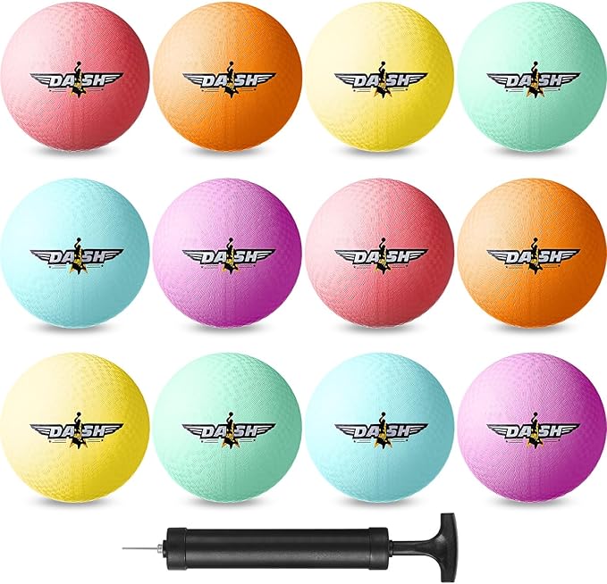 Jerify 8.5 Inches Playground Balls Kickball Bulk, Colorful Inflatable Sports Bouncy Balls, Dodgeball, Kickball for Official Play, and Fun Indoor and Outdoor Toys and Gift