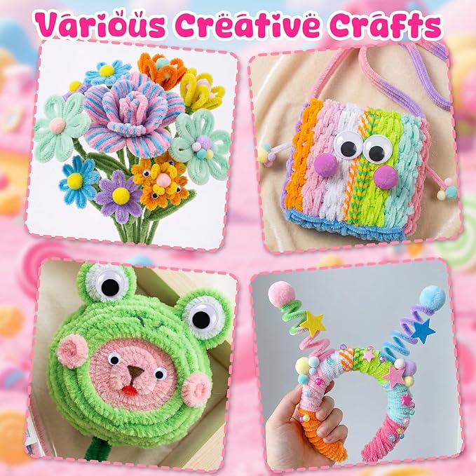 X Hot Popcorn 990 Pcs Pipe Cleaners 15 Color Pipe Cleaners Craft Pastel Pipe Cleaners Macaron Chenille Stems for Arts and Craft DIY Art Supplies Creative Easter Decorations