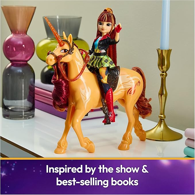 Unicorn Academy, Power of Friendship Cinder with Translucent Saddle & Bridle, 11”, Dolls & Unicorn Toys for Girls Ages 4 and up