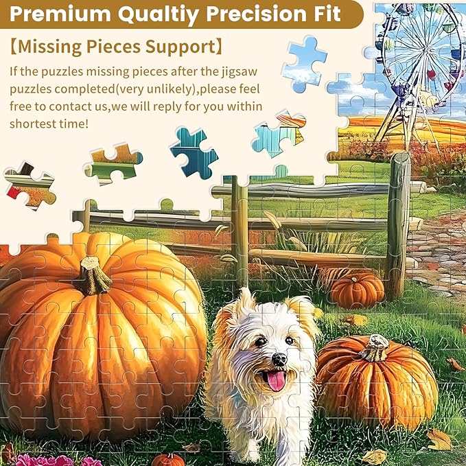 500 Piece Jigsaw Puzzle for Adults, Hot Air Balloon Farm Dog Puzzles, Funny Puppy Jigsaw Puzzles, Animal Pet Lover Challenging Puzzles for Friends Family Activity Game Nights Gifts