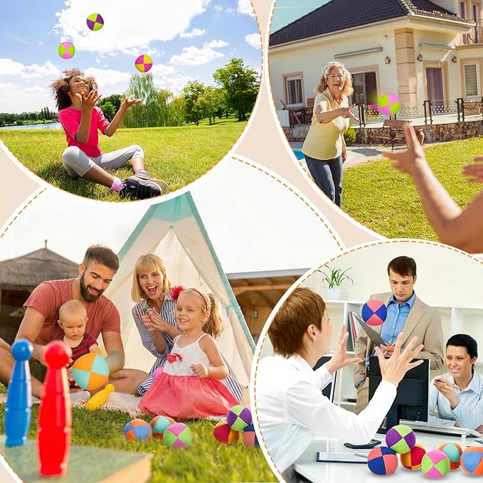 Liliful 24 Pcs 2.56 Inch Footbag Bulk Small Hacky Ball Multicolored Foot Indoor Toy for Kids Adults Teens Beginners Gifts Juggling Playing Games Party Favors