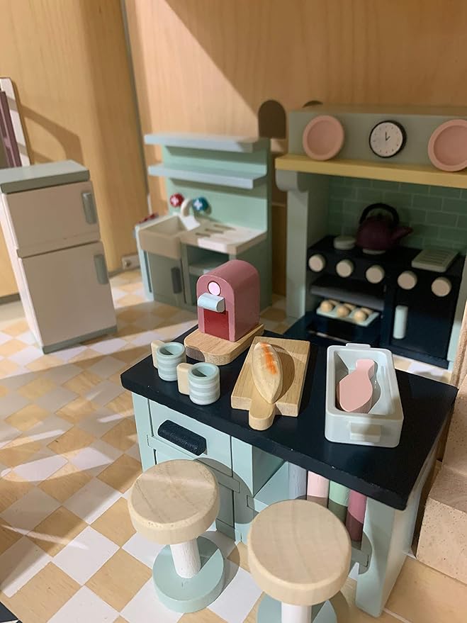 Tender Leaf Toys - Dovetail Dollhouse Accessories - Detailed Ultra Stylish Wooden Furniture Sets and Room Decor - Encourage Creative and Imaginative Fun Play for Children 3+ (Dovetail Kitchen Set)