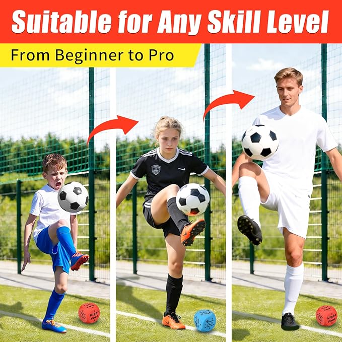 Big Size Soccer Training Dice Set, 2Pcs Soccer Gifts Shooting & Juggling Soccer with Mesh Bag Training Equipment for Games, Boost Soccer Skills with Fun Practice for 8-12 Boys & Girls
