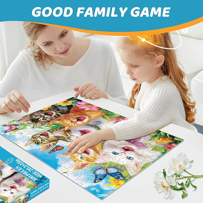 500 Piece Puzzles for Adults, Laughing Cats Large Piece Jigsaw Puzzle for Adults Seniors,Recycled Cardboard Puzzle 500 Piece,Family Activity Great Gift for Family Friends 20.5 * 15 in