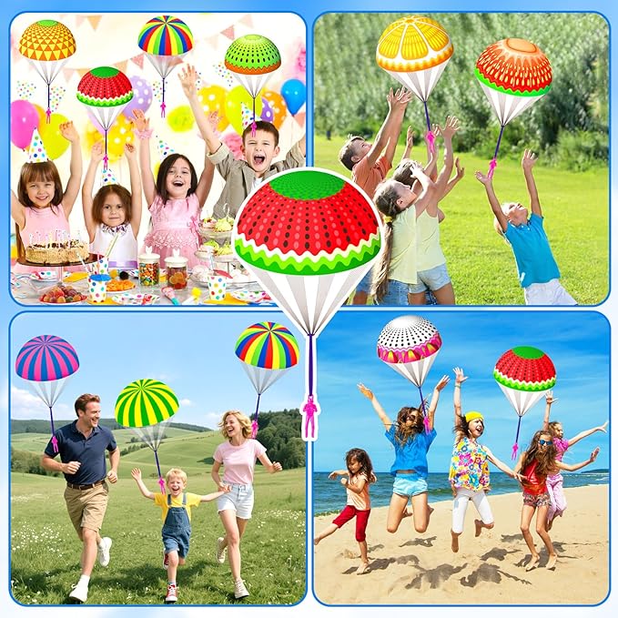 6 Pcs Parachute Toys for Kids 3 4 5 6 7 8-12 Years Hand Throwing Outdoor Toys with Small Figures for Boys Girls Birthday Easter Gifts Party Favors Classroom Prizes Goodie Bags Stuffers