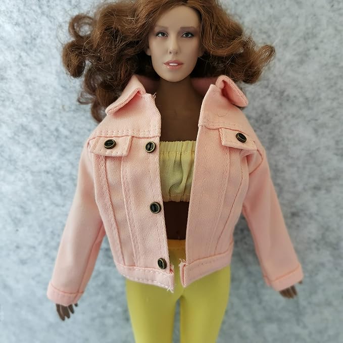 SSbeauty M 1:6 Scale Jeans Coat Jacket for 12" TBLeague Phicen Male Female Toy Action Figure Doll Clothes (Pink)
