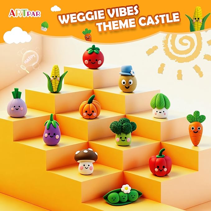 Air Dry Clay Kit for Kids - Vegetable Modeling Magic Clay Set, Soft & Non-Sticky with Tools & Tutorials, DIY Classroom Art Activities,School Crafts & Party Favors Birthday Festive Gifts
