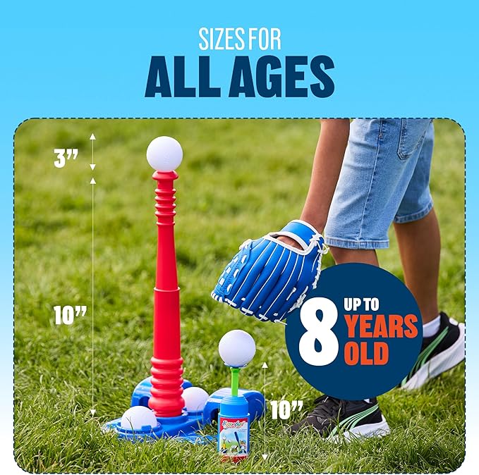 T Ball Sets For Kids 3-5 tball set for toddlers baseball tee for 5-8 with Glove Bat 6 Balls Adjustable Stand And Bag Baseball Toy Set For Indoor Outdoor Play Motor Skill Development Gift Boys Girls