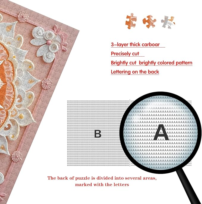 Puzzle for Adults 1024 Pieces, Pastel Floral Mandala Puzzle, Challening Impossible Difficult Hard Fun 1024 Pieces Jigsaw Puzzles for Adults