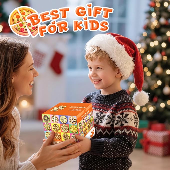 Jumbo Floor Puzzle for Kids,48 Piece Pizza Jigsaw Puzzles,Learning Educational Foods Toys for Toddlers Ages 3-5,Colorful Design Children Gift for Boy Girl Ages 4-8