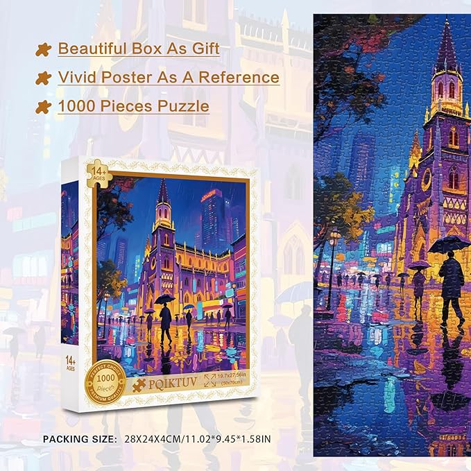 Puzzles for Adults 1000 Pieces Jigsaw Puzzles Impossible Puzzle with Letters on Back Landscape Puzzle Funny Gift Family Decoration Puzzles for Valentine Friends Parents(27.56x19.7 Inch)