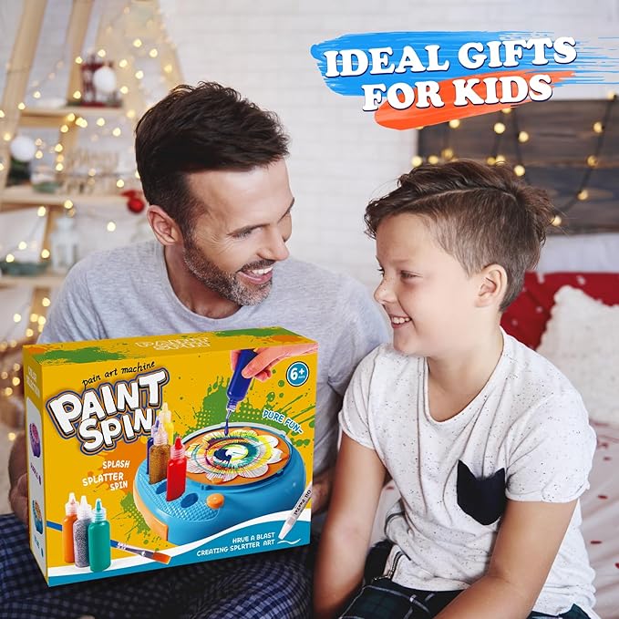 Spin Art Machine for Kids - Paint Spinner Art Craft Kit with 36 Artboards & 7 Colors - Arts and Crafts Painting Set for Boys Girls Ages 4-12, Birthday Easter Gifts for 6 7 8 9 10 Year Old(Blue)