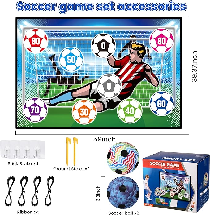 Soccer Ball Game Set for Kids Indoor Outdoor Play Equipment,Foldable Flannel Mat Goals Toy with 2 Velcro Balls, Toddlers Boy 8-12 Years Old Birthday Christmas Party Gift