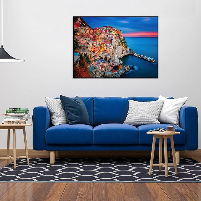 CHengQiSM 1000 Piece Puzzle for Adults, Dusk at Cinque Terre Puzzles for Adults 1000 Pieces, Italy Jigsaw Puzzle for Adults Teens Seniors, Premium Thick Cardboard, Finished Size 27.6 x 19.7 inches
