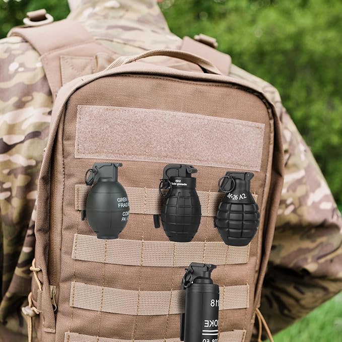 Toy-Hand Grenade for CS Battle Game,with 9 Foam Ammo Black Fun Impact Tactical CS-Grenade Toys Halloween Outdoor Team Sport for Age 14 Years Old and up and Adults