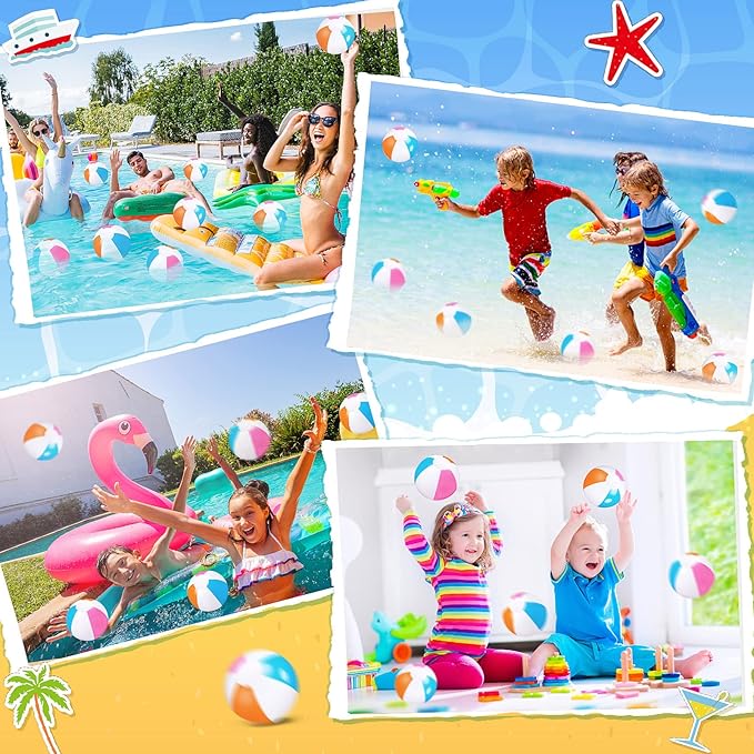 Zhanmai 100 Pack Inflatable Beach Balls 5 Inch Summer Beach Ball Pool Party Toy for Kids and Adults Blow Up for Party Favor Daily Game Toys Birthday Decorations (Cute Color)