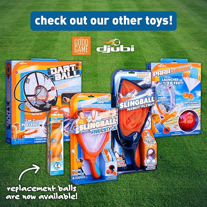 Djubi Slingball, Best Gifts for Kids and Teens All Ages 8 & Up - Slingshot Outdoor Beach, Lawn, & Tailgating Family Game - Toys Gifts for 8 9 10 11 12 13 Year Old Boys - Classic