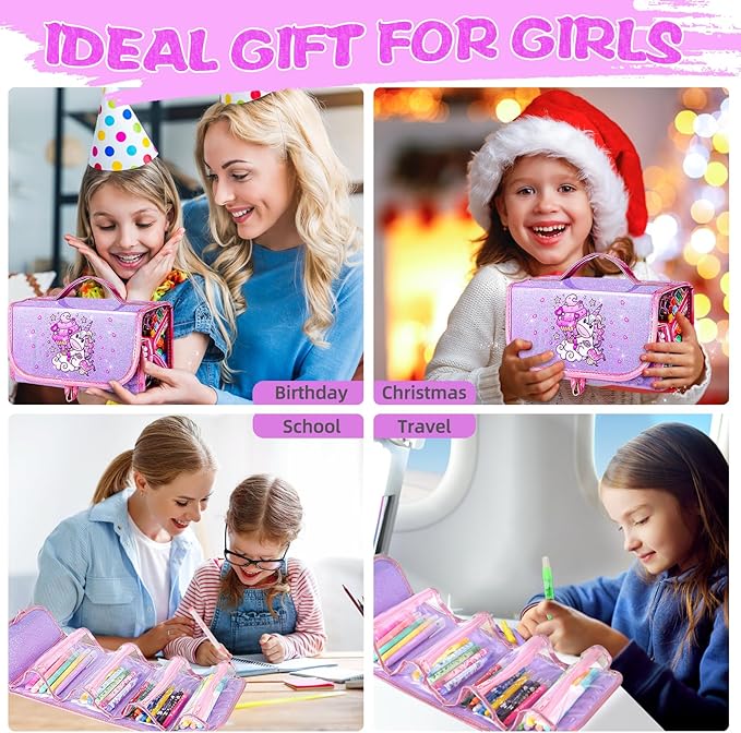 CzoyJoyz 50 Pcs Fruit Scented Washable Markers Set for Girls 4-8, Unicorn Coloring Markers Art Set and School Supplies Birthday Gifts Toys for 4 5 6 7 8 Year Old Girls (Purple)