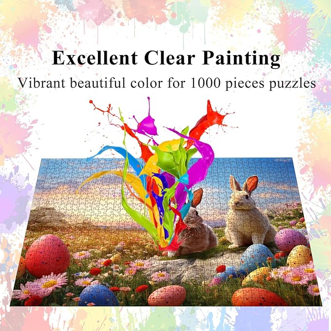 Puzzles for Adults 1000 Pieces, Rabbit Jigsaw with Poster Letter on Back, Unique Pieces Fit Well No Dust (27.5"x19.6")