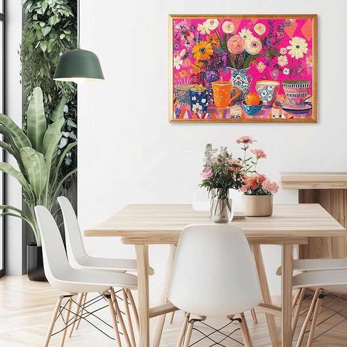 Puzzles for Adults 1000 Pieces - Flowers Art: Difficult Challenging Unique Jigsaw Puzzle for Adults, Gift for Women, 6-Color-Zone on Back Puzzles