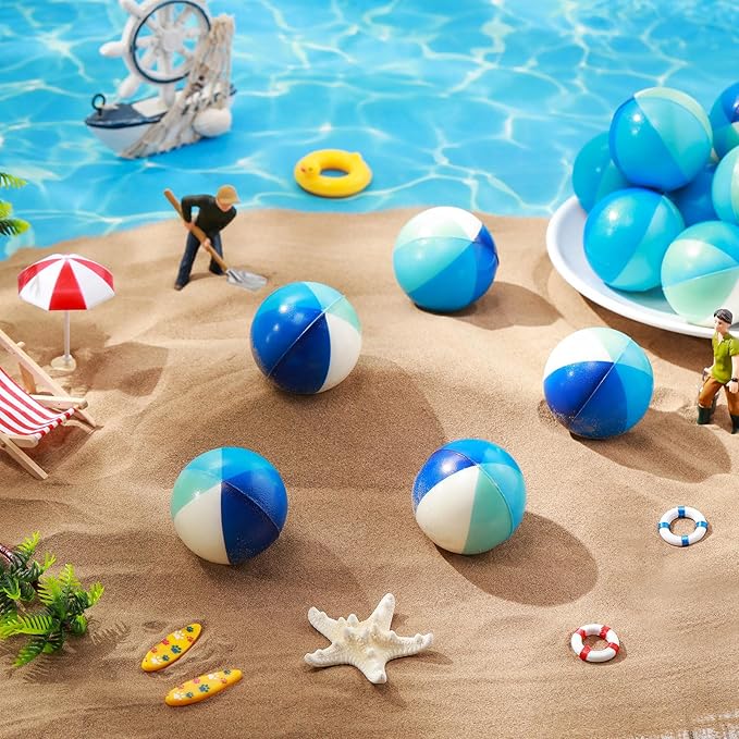 Jerify 24 Pcs Mini Beach Stress Balls 2.5 Inch Foam PU Relief Stress Ball Mini Rainbow Blow up Beach Balls Toys for Girls Boys Birthday Beach Hawaiian Party Favors Summer Pool Games (Elegant Color)
