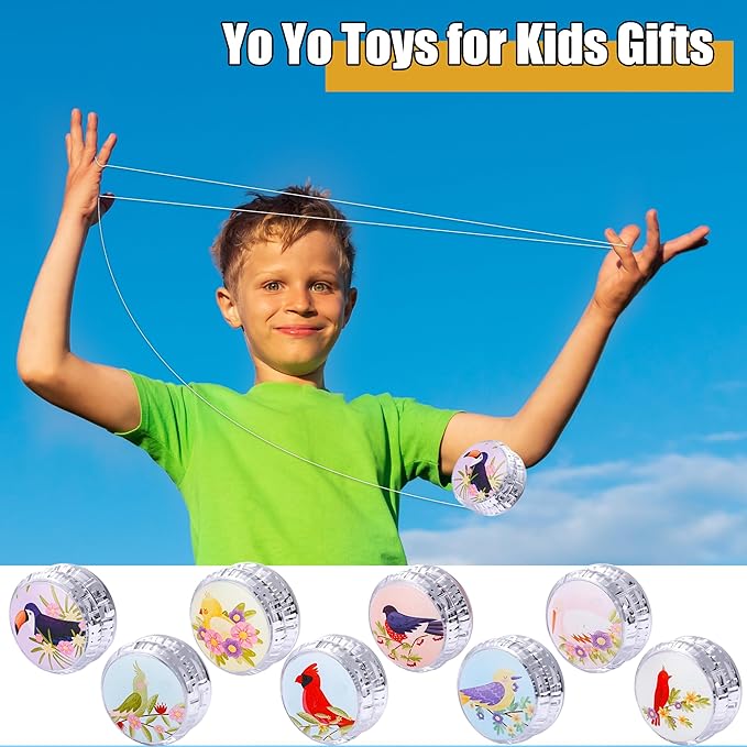 24 Pack Led Light up Yo Yo Bird Flashing Yo-Yos Led Responsive Ball Animal Yoyo for Party Favors Goodie Bag Fillers Classroom Rewards Birthday Outdoor Games Bulk Toys